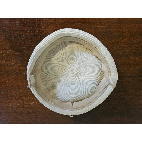 Unbranded Accessories - Vintage Pillbox Hat Women OS Cream Vintage Woven Braided Trim Church Formal